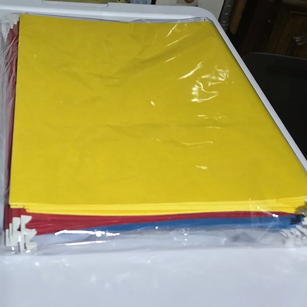 Hanging File Folders. Blue, Red & Yellow Letter Size